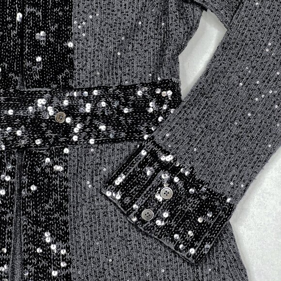 IISLI Elegant Designer Wool Sequins Gray Cardigan Kimono Orig $998! Size 8 - NWT - Picture 4 of 13